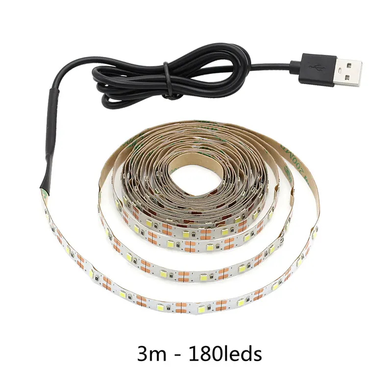 3m 180leds Питание от USB 50 см 1 м 2 м 3M 4M 5 м Светодиодная лента светильник DC 5 В Гибкая лампа SMD 2835 Рождественская декоративная лента для телевизора фоновый светильник ing - Испускаемый цвет: 3m 180leds