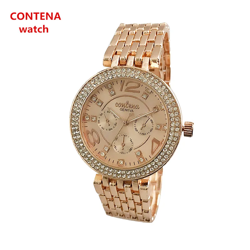 Contena люксовый бренд женские часы GENEVA дамы Reloj Mujer Часы из нержавеющей стали Relogio