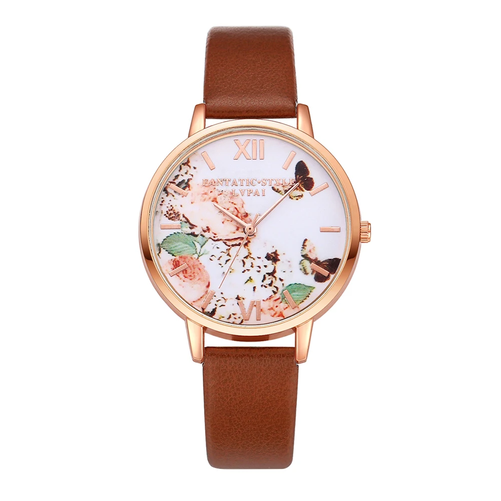 Женские часы бабочки черные женские модные с розовыми цветами relojes mujer bayan saat|saat
