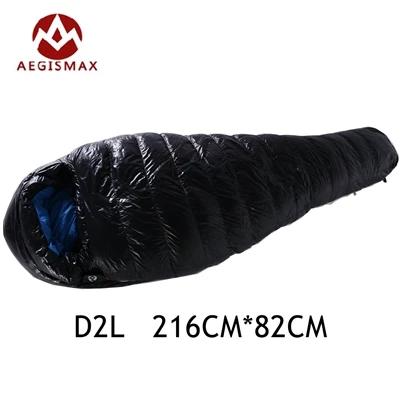 D2L Black Aegismax D1 D2 белая утка вниз Сращивание Мумия спальный мешок Сверхлегкий Кемпинг зима удлиняется спальный мешок - Цвет: D2L Black
