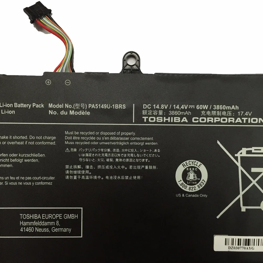 14,4 V/14,8 V 60WH 3860 мА/ч, PA5149U-1BRS ноутбук Батарея для Toshiba Tecra Z40T-A1410 Z50-A-11H 4INP7/60/80