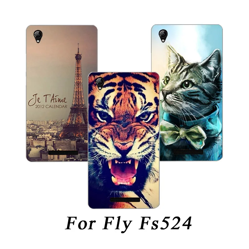 Мягкий чехол из ТПУ для Fly FS524 силиконовые чехлы с рисунком волка розы кота