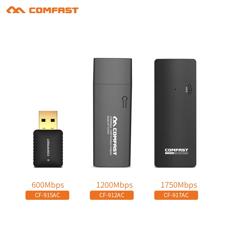 COMFAST 600M & 1200M 1750Mbps USB WiFi адаптер 2 4G 5GHz Антенна ПК мини беспроводная компьютерная