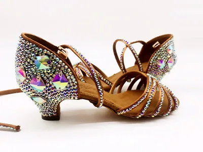 4.5cm heel height Для женщин Бальные Туфли для латинских танцев Стразы для сальсы, танго, социальных на каблуке; сезон весна-лето 3,5/4,5/5,5/7,5/8,5 см для девочек профессии Танцы - Цвет: 4.5cm heel height