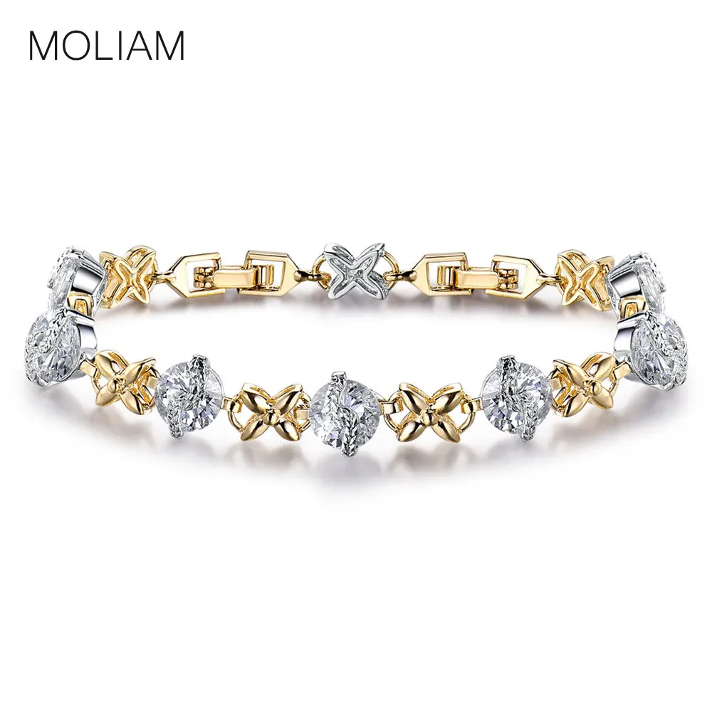 Женские круглые браслеты MOLIAM жесткий браслет с цветком из циркония MLL132|bracelets