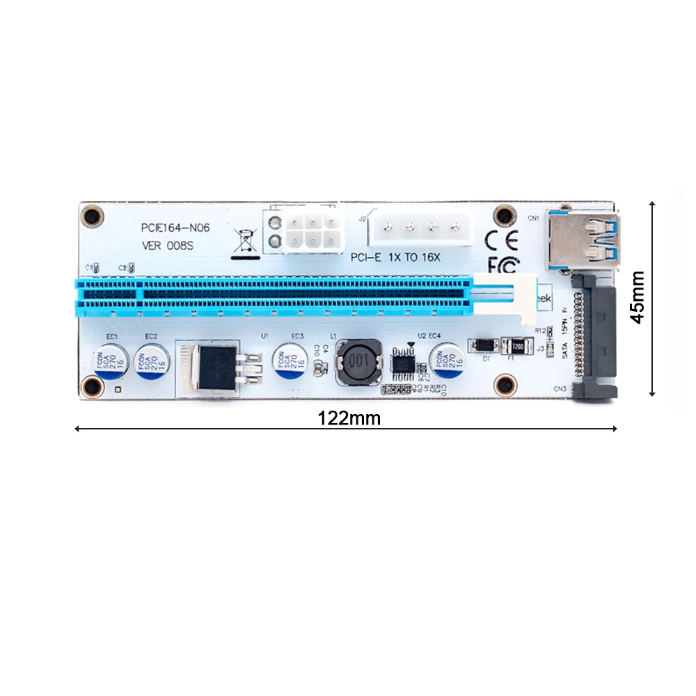 Новые белые pci-e riser 008 express 1X 4x 8x 16x Extender PCI E USB стояка s адаптера SATA 15pin для БТД горно