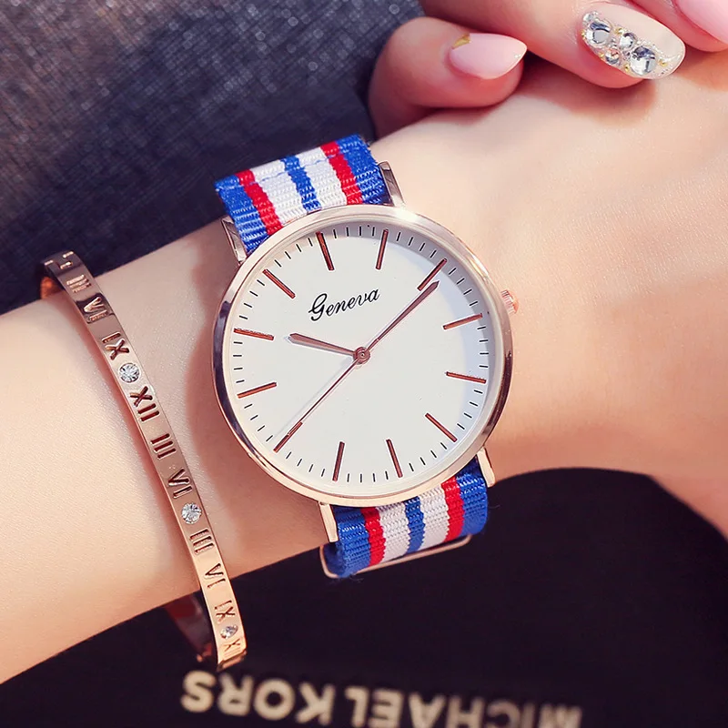 Synoke Британский Trend Простой холст нейлон группа часы в европейском и американском