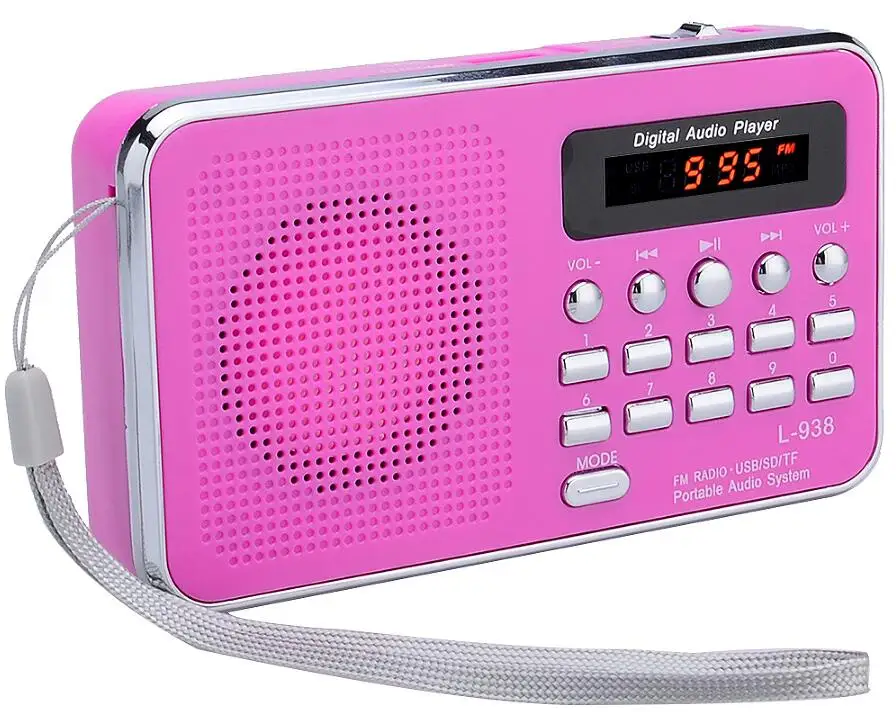 Pink L-938 портативный цифровой fm-радио TF слот USB мини-динамик для пожилых людей 12002014 - Цвет: Pink