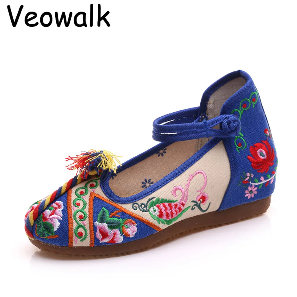 Женские парусиновые балетки Veowalk винтажные в китайском стиле с цветочной