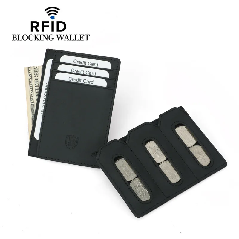 Держатель для карт из коровьей кожи для мужчин, RFID кошелек для кредитных карт, тонкий мульти-карты, слоты для монет, Карманный держатель для карт, Rfid защита карт