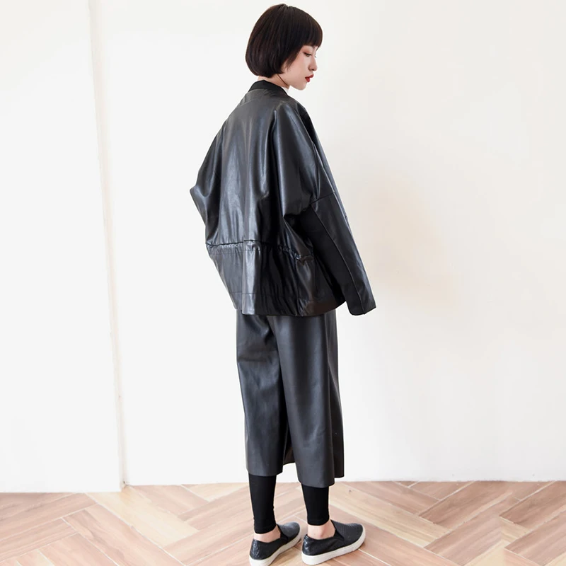 TWOTWINSTYLE из искусственной кожи широкие брюки женские эластичные с высокой талией