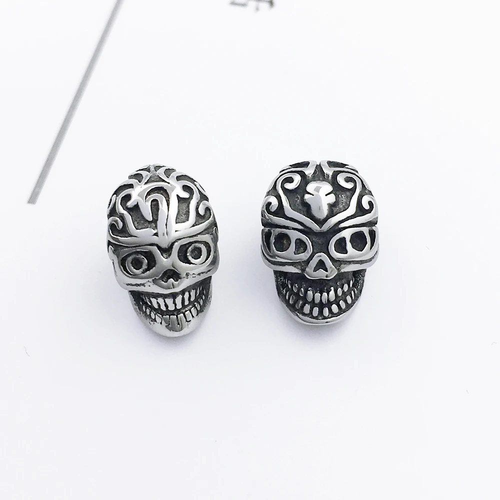 

2.5/4.45mm Hole 316l Stainless Steel Vintage Skull Head Bead Fit Original Charm Bracelet Necklace DIY Jewelry Making