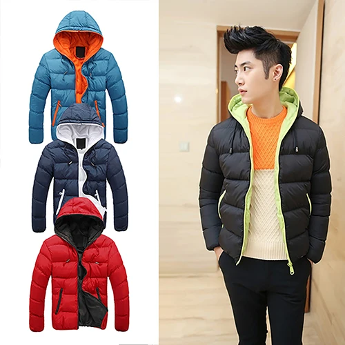 Мужская зимняя теплая пуховая куртка повседневное Стеганое пальто на молнии с