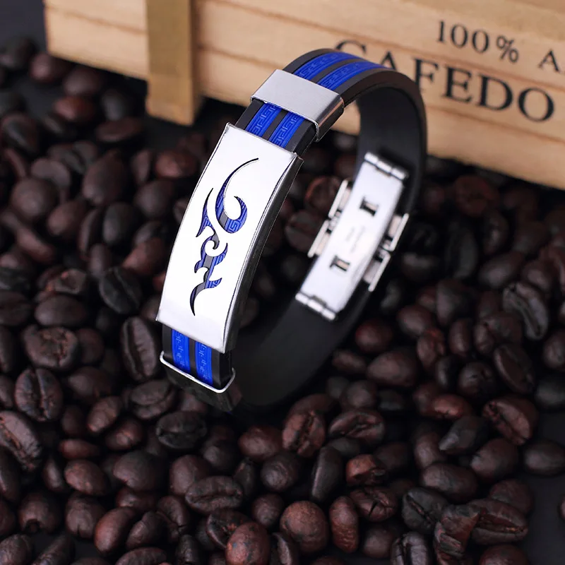 S8172-Blue Новинка, модные черные браслеты со львом, мужские очаровательные светоотражающие веревки, цепь-Паракорд, браслет, мужские металлические спортивные крючки - Окраска металла: S8172-Blue