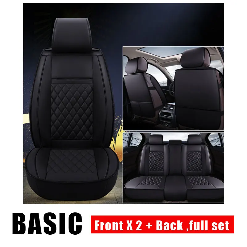 basic front and rear Универсальные чехлы для сидений автомобиля из искусственной кожи для seat LEON Ibiza Cordoba Toledo Marbella Terra RONDA автомобильные аксессуары наклейки 3D - Название цвета: basic front and rear