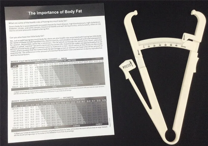 150 шт./лот тестер обнаружения телесного жира Skinfold измерения|caliper tester|skinfold caliperbody fat