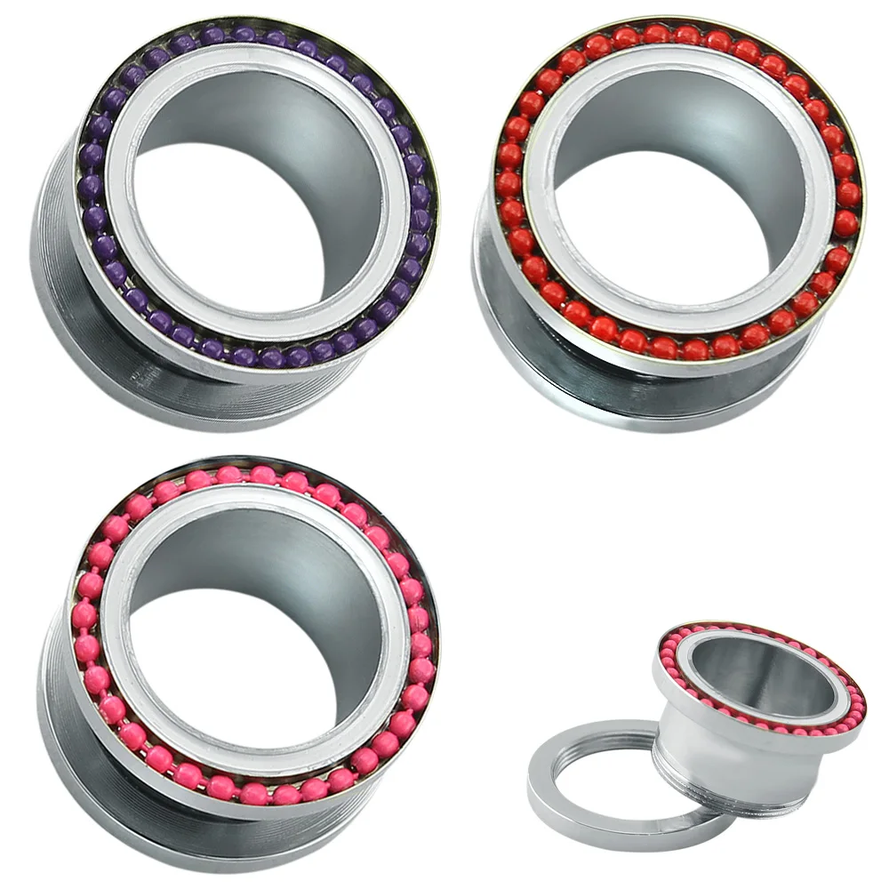 Stainless Steel Ear Tunnel Screw Fit Flesh Plug Expander with Small Ball Gauges Stretcher Piercing Jewelry | Украшения и