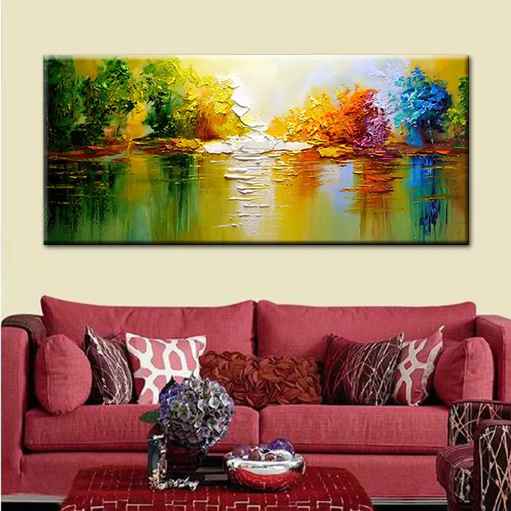 

Hand Painted Modern Abstract Thick Impasto Canvas Oil Painting Living Room Bedroom Wall Picture Landscape Painting Home Decor