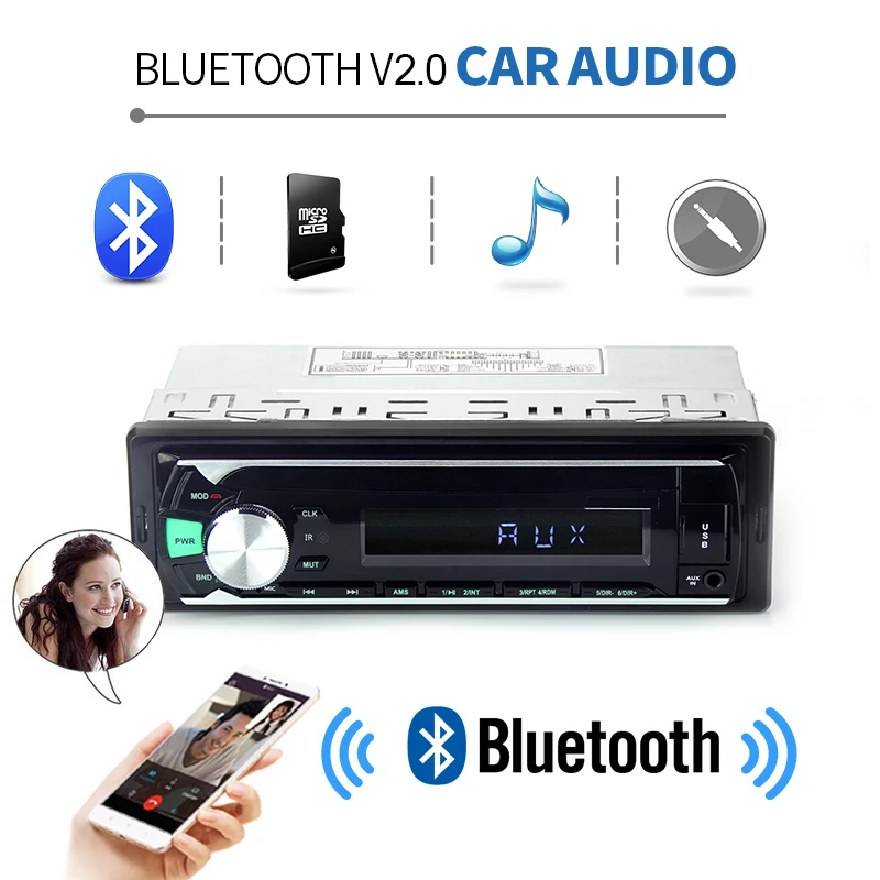 1 Din Авторадио автомобильное радио Bluetooth стерео устройство в тире FM Aux вход