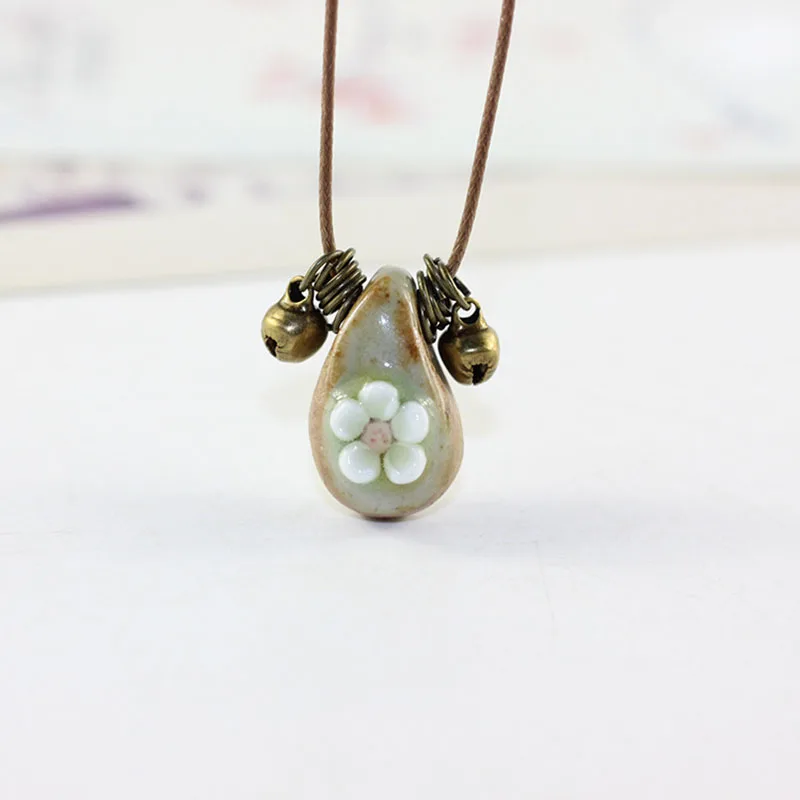 2018 fashion long chain necklace Clavicular colored stone flower Summer Bohemia Handmade ceramic choker women's sale jewel | Украшения