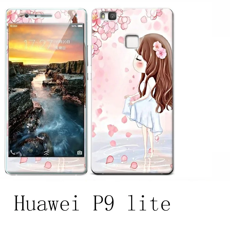 Huawei P9 Lite Silicone Luxury Soft Case For Phone With 360 Protective+Color Integrated Tempered Glass Cover |