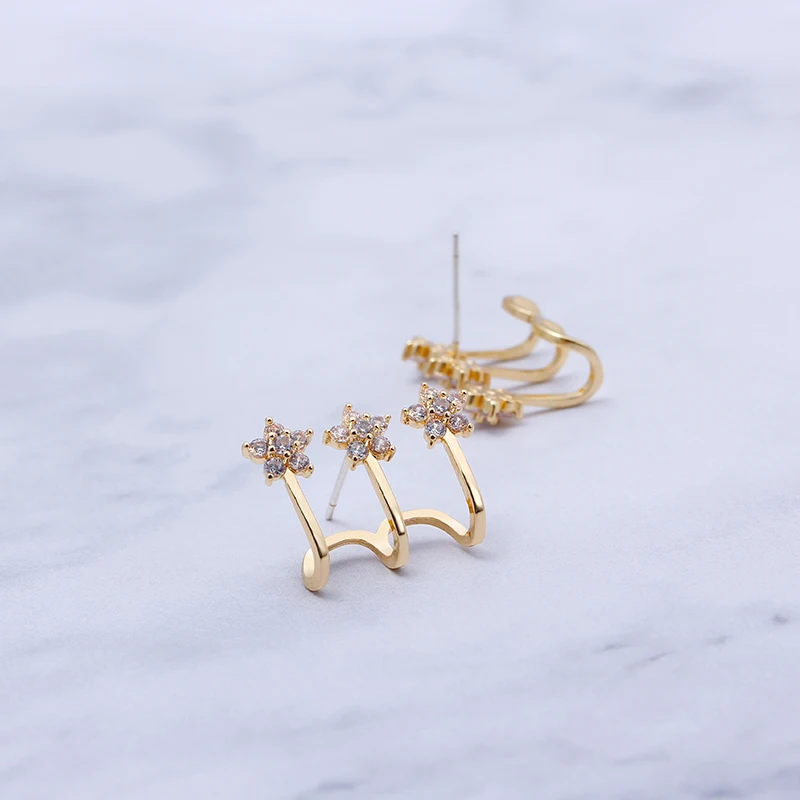 

Zhijia New Arrival Fashion Gold/Sliver Color Delicate Flower Shape Crystal Rhinestone Stud Earrings For Women Party Gifts