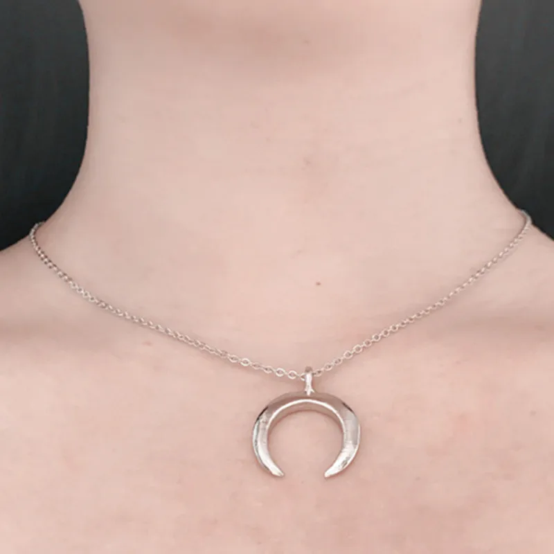 Женское Ожерелье с кулоном в виде полумесяца X87 серебряное золотое|moon pendant