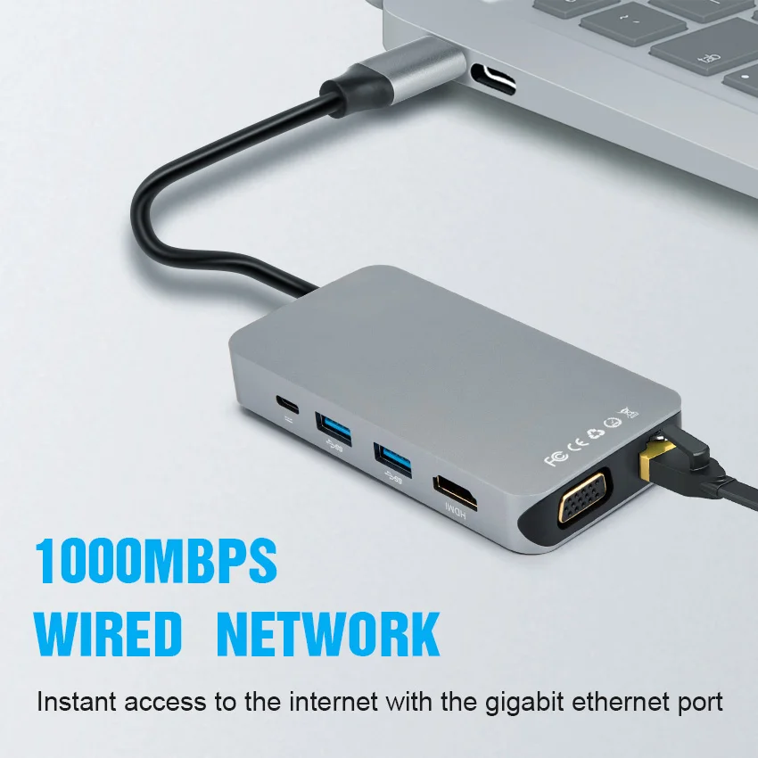 Thunderbolt 3 USB C концентратор тип-c к RJ45 VGA HDMI аудио многофункциональная док-станция для Macbook samsung S8 USB C концентратор адаптер