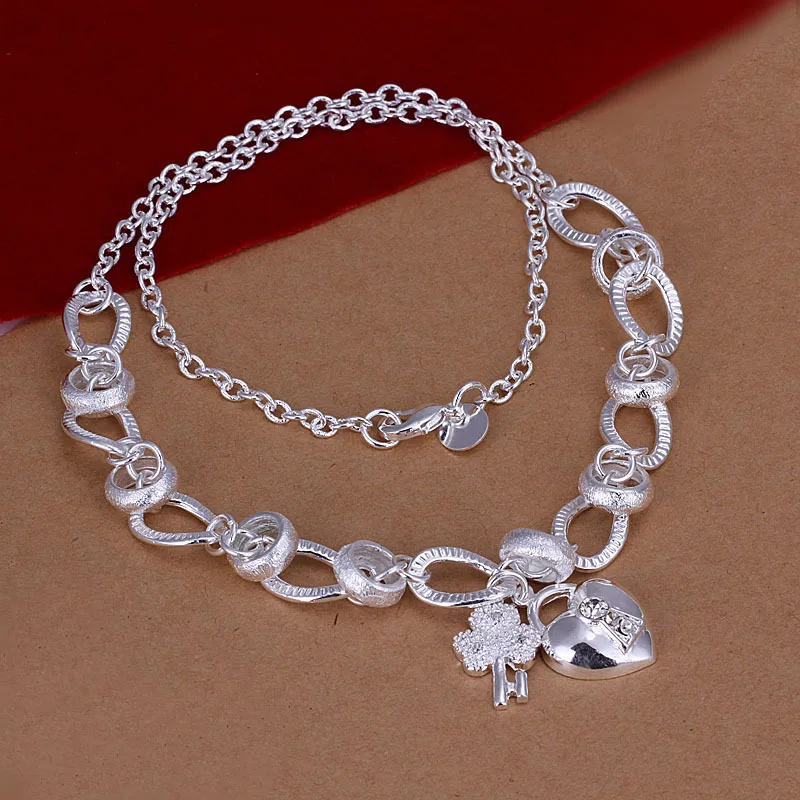 Free Shipping Accessory 925 Silver Necklaces &amp Pendants Fashion Jewelry Insets Heart Lock Necklace SN190 Gift For Wo | Украшения и