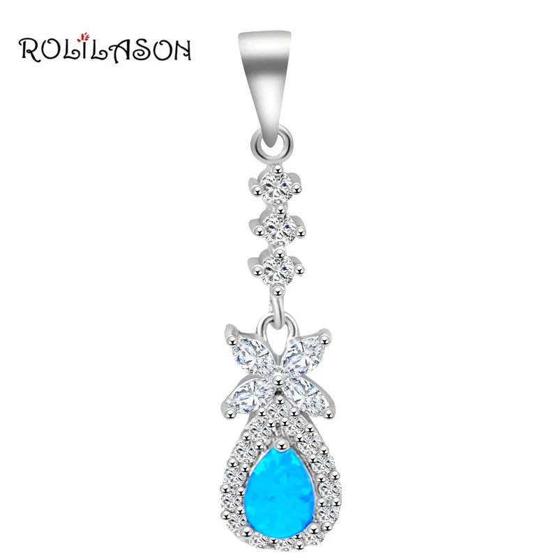 Plant style Cheap online High quality Blue Fire Opal Silver Stamped Pendants for women Wedding Party Fashion jewelry OP357 | Украшения и
