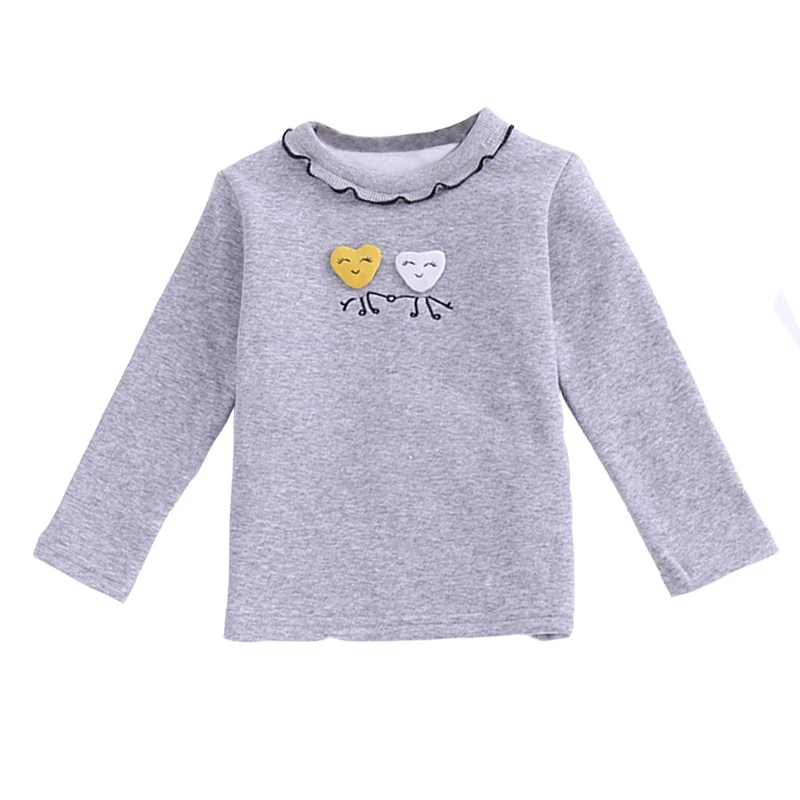 2018 футболки для маленьких девочек плюс бархатная зимняя детская одежда Топ