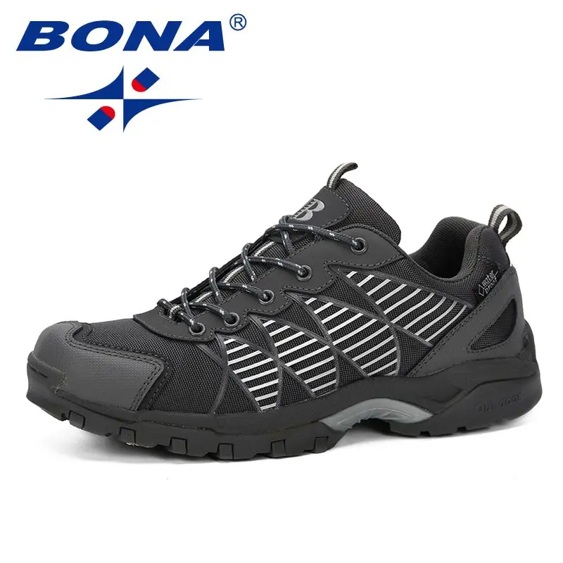 DARK GREY SLIVERGREY BONA/Новинка года; классическая Стильная мужская обувь; профессиональная уличная Мужская Спортивная обувь для бега; кожаная обувь на шнуровке; трендовая мужская обувь - Цвет: DARK GREY SLIVERGREY