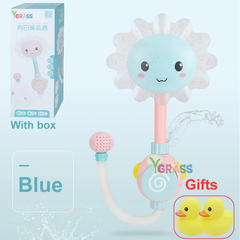 Blue with box Детские игрушки для ванной душ пляж играть вода детские игры Ванна Ванная комната на присосках игрушки для детей подарок резиновая утка - Цвет: Blue with box