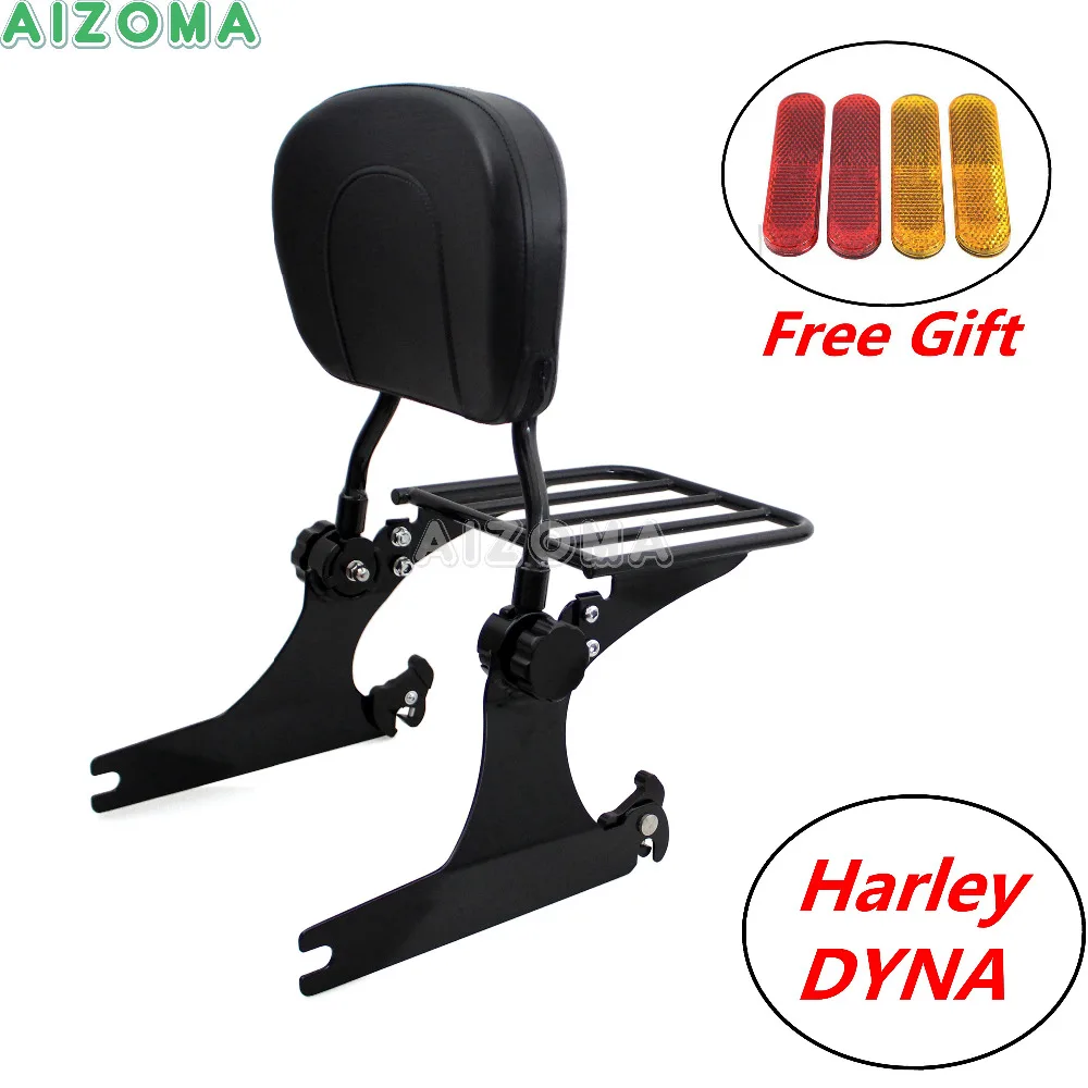

Motorcycle Sissy Bar Backrest w/ Flat Detachable Luggage Rack for Harley Dyna Fat Bob FXDF FXDFSE Wide Glide FXDWG 2008-Later