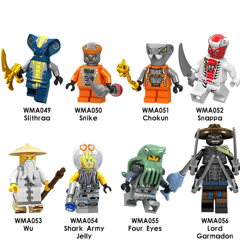 Один фильм Nya Jay Zane и Kai Wu Lord Garmadon Snike с оружием строительные блоки игрушки для детей