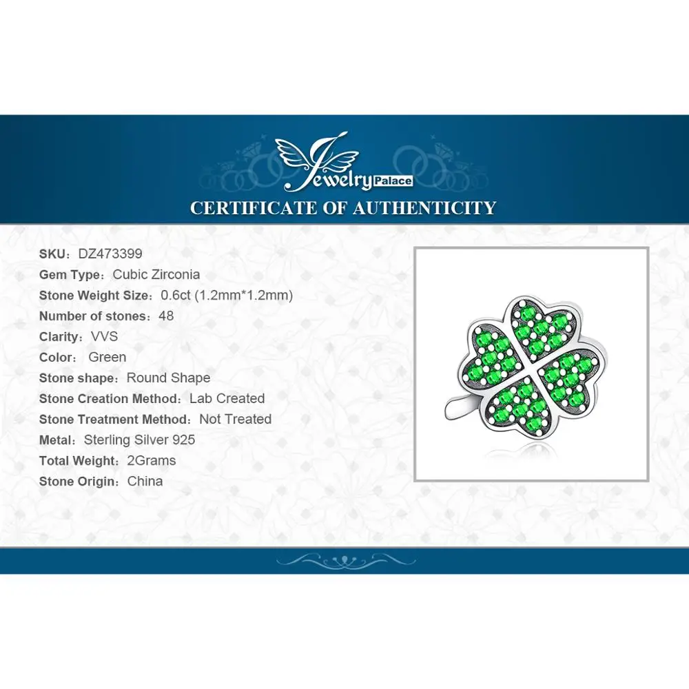 

JewelryPalace Lucky Clover 925 Sterling Silver Beads Charms Silver 925 Original For Bracelet Silver 925 original Jewelry Making