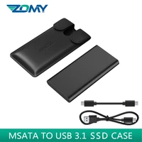 zomy msata to usb 3 1 ssd case portable aluminum 3335 10gbps black external hdd enclosure mobile solid state disk hd6012