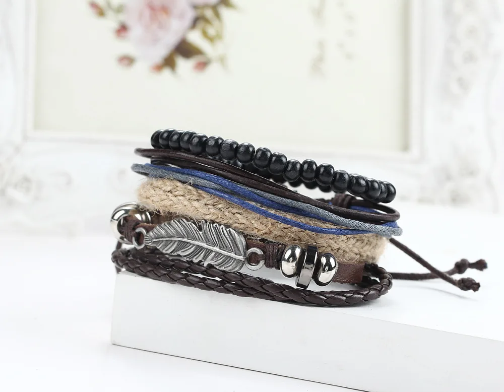 Модный винтажный кожаный браслет HOCOLE многослойный ручной работы браслеты с