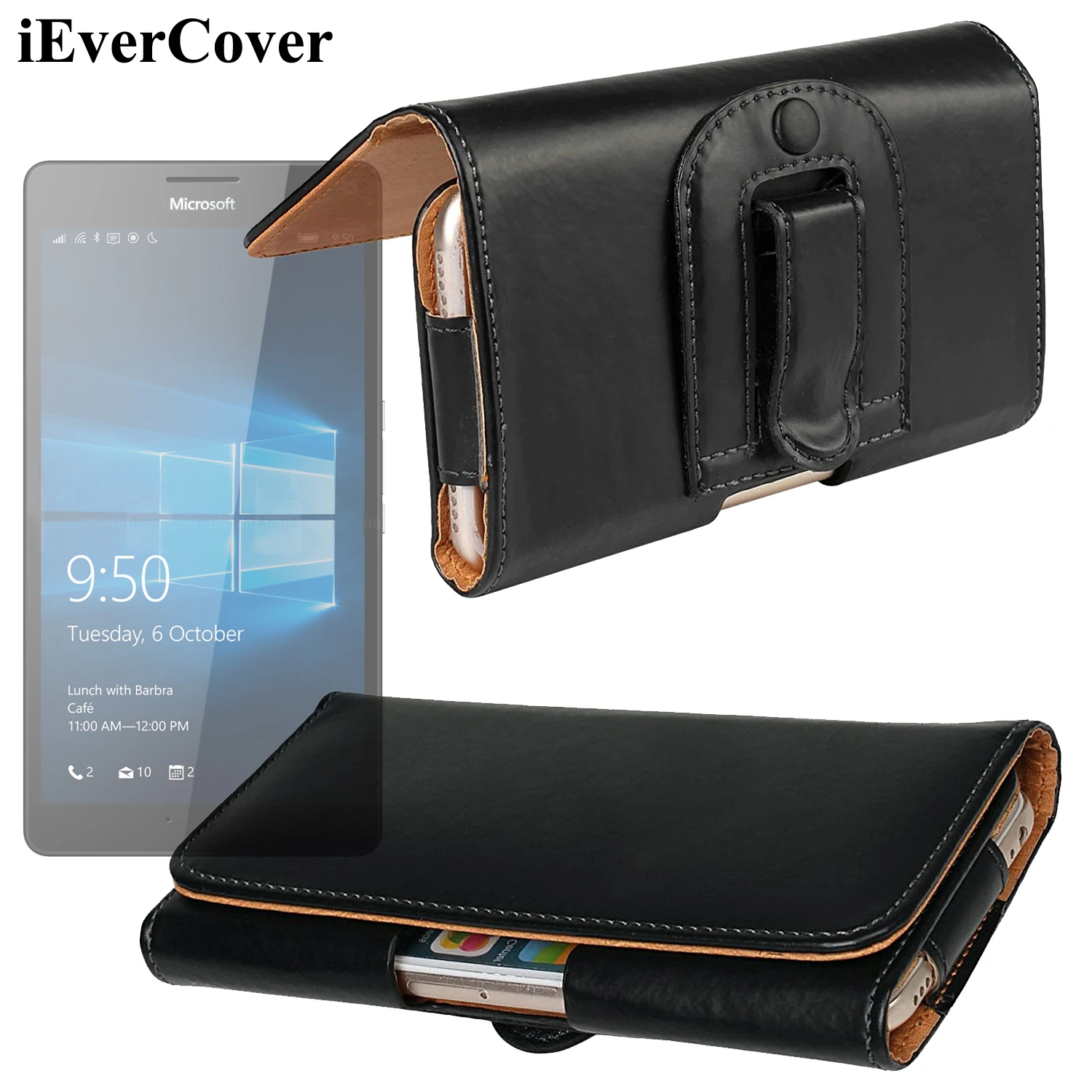 Горизонтальный Премиум кожаный чехол сумка кобура с зажимом для ремня Microsoft Lumia 950