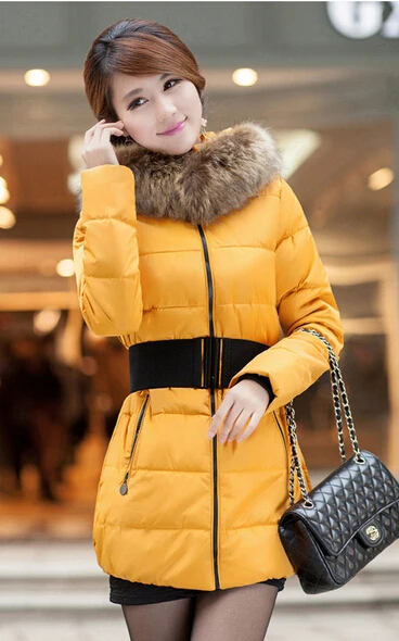 Women Winter Warm Faux Fur Collar Hooded Jacket Quilted Coat 4 Color Available | Женская одежда
