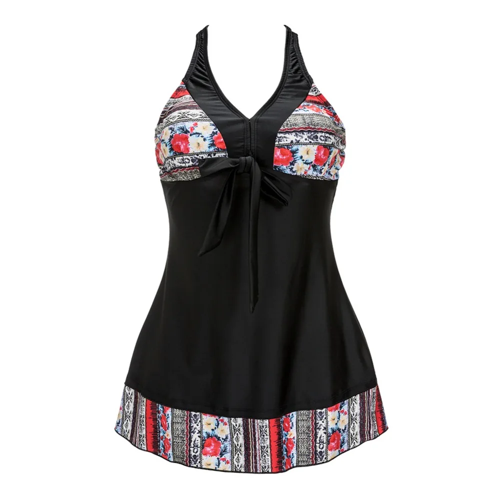 Комплект танкини для полных мм купальник с юбкой женский большого размера пуш ап