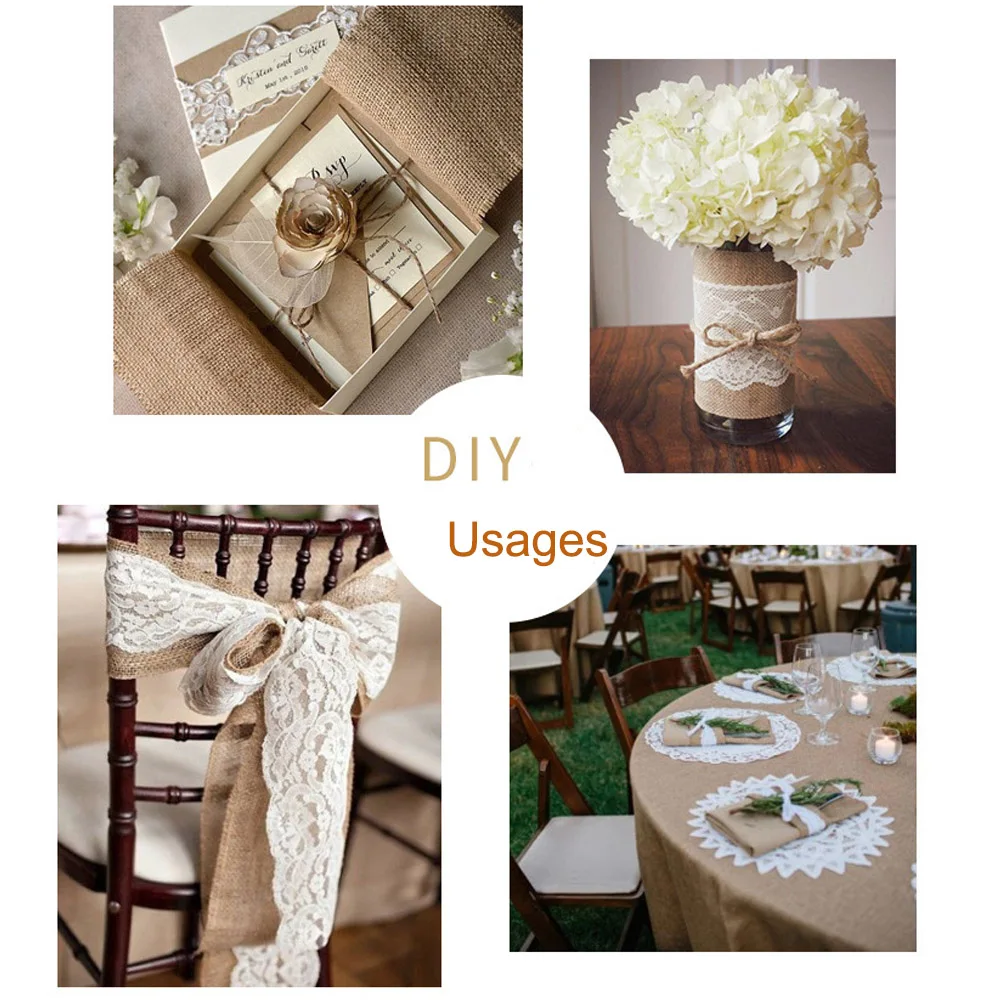 

50mm Linen Hemp Organza Lace Decor Ribbon For DIY Wedding Party Webbing Bag Shoes Craft Gift Packing DIY Belt Decoration 2M/Roll