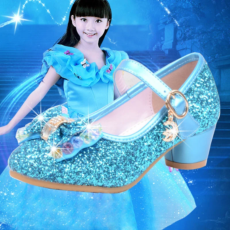 Модная детская обувь для девочек на высоком каблуке вечеринки танцевальные