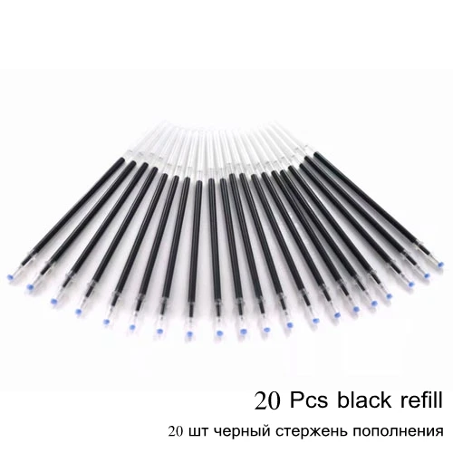 20pcs black 20 шт./лот, гелевая ручка, заправка 0,5 мм, игольчатый наконечник, фирменные стержни для ручек, красные, синие, черные чернила, офисные, школьные письменные принадлежности, инструмент - Цвет: 20pcs black