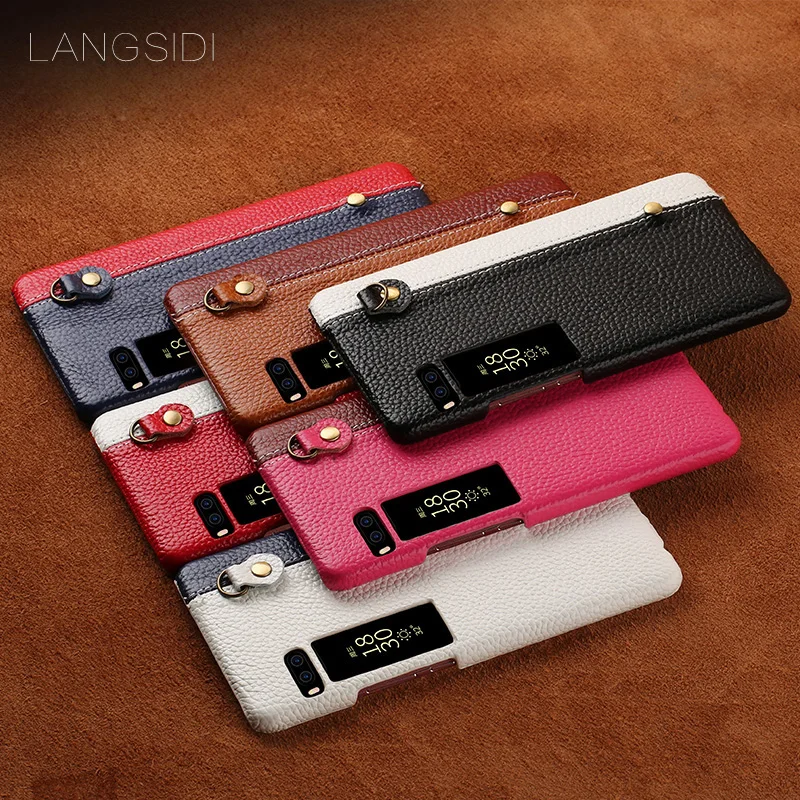 Langsidi formeizu Mx5 Чехол ручной работы кожа коровы задняя крышка двухцветный Личи