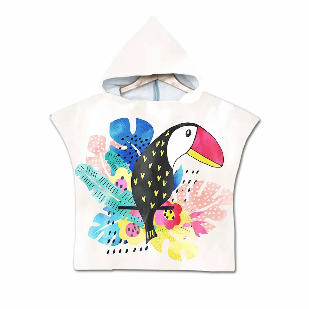 Hello Summer Cartoon Cute Hooded Towel For Kids Fashion Microfiber Beach Wearable Towels Coat As Gifts 3D Digital Printing | Дом и сад
