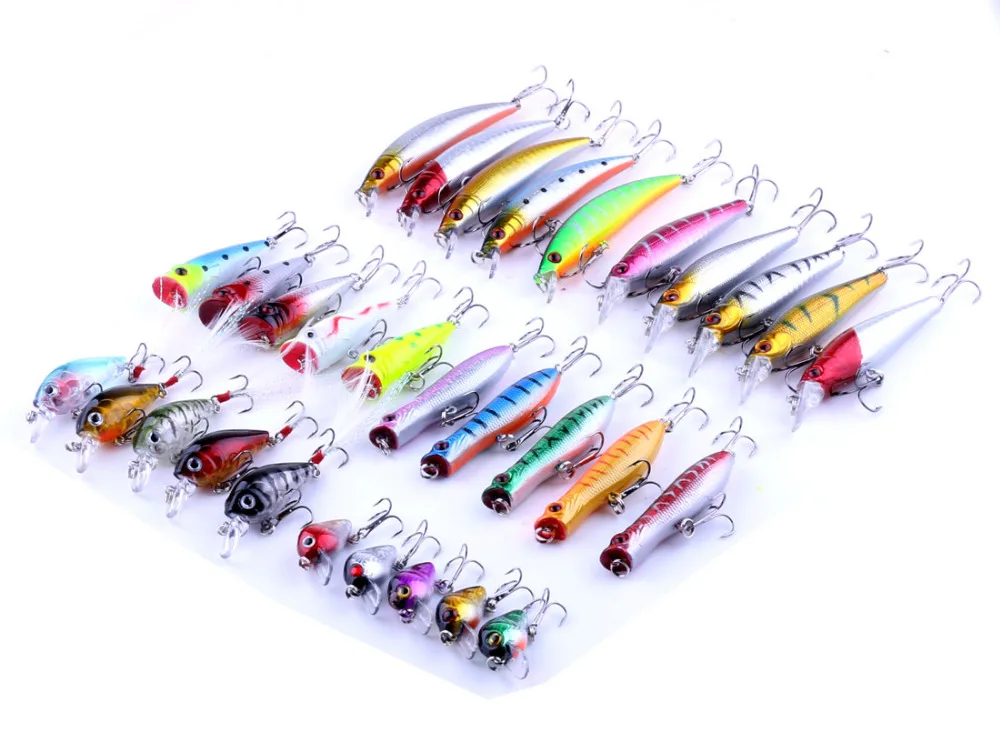

30Pcs Artificial Fishing Lure Set Hard Bait Minnow Wobblers Fishing Lures Fishing Tackle Fishing Hooks Pesca SETL30