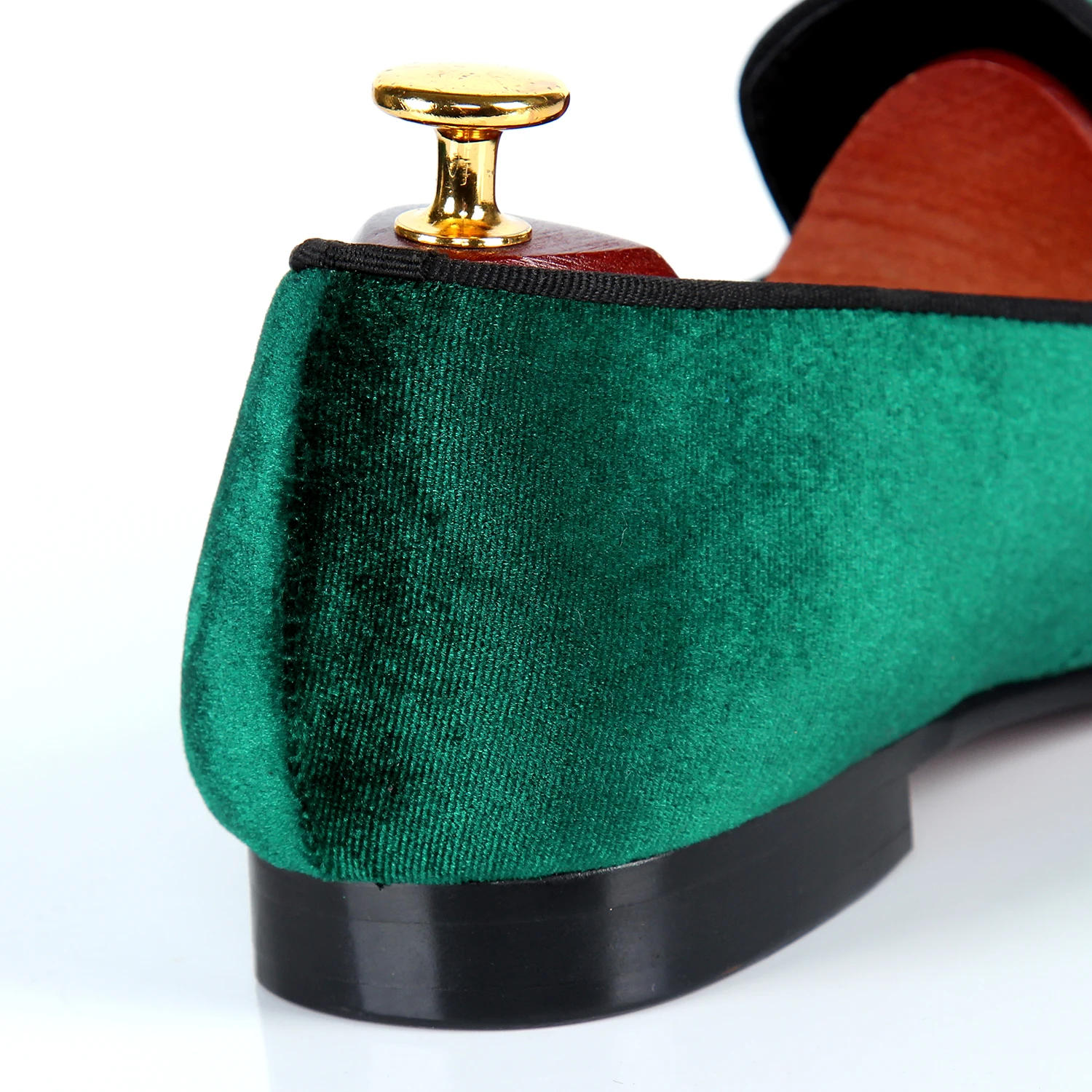 Мужские классические туфли зеленые бархатные лоферы обувь плетеные на ремешке с