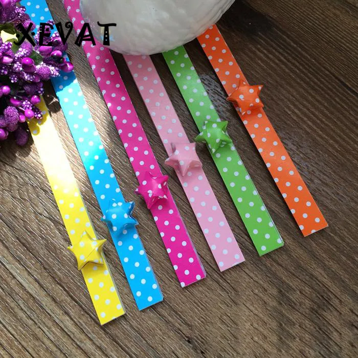 Светящиеся бумажные звёзды в горошек яркие цвета узор виде сердца складные