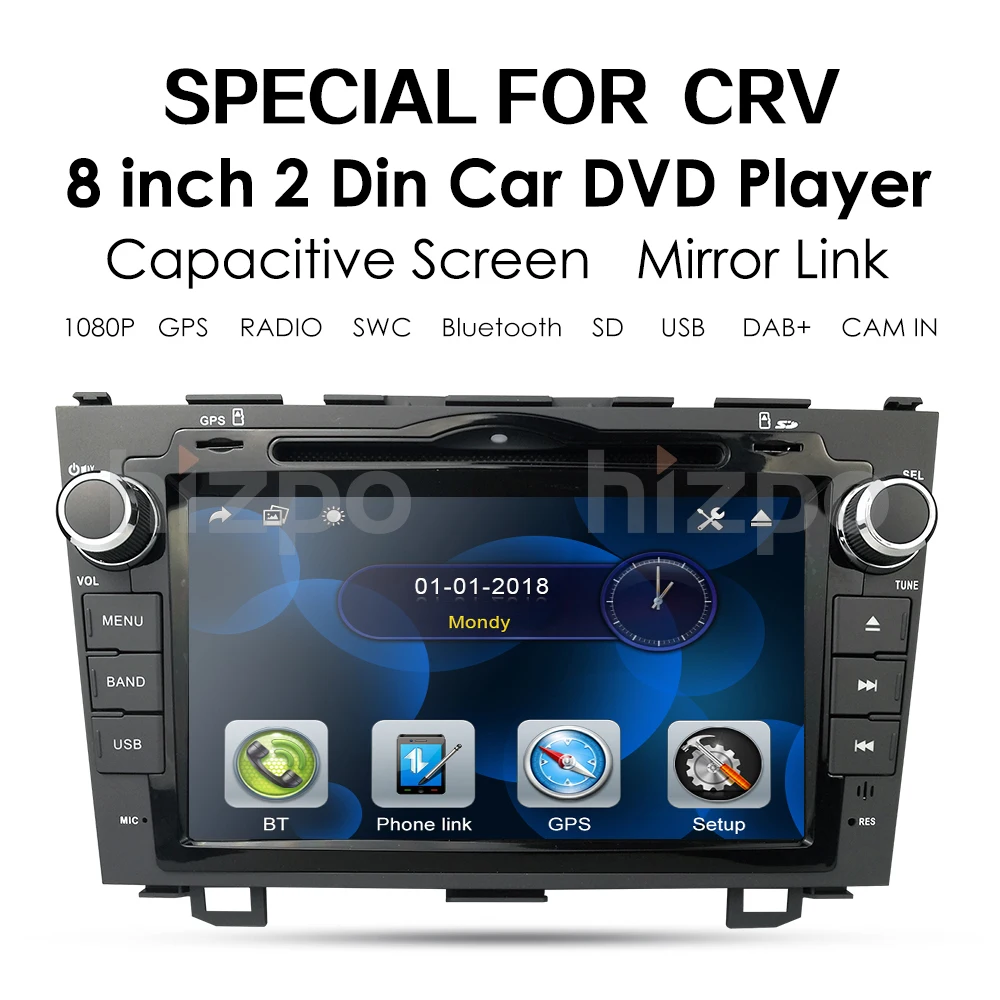 Для HONDA CRV 2007-2011 gps навигация " 2 din автомобильный монитор Bluetooth RDS радио рулевое колесо управление USB Сабвуфер AUX CAM-IN